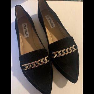 Steve Madden black velvet loafer The Sister Studio